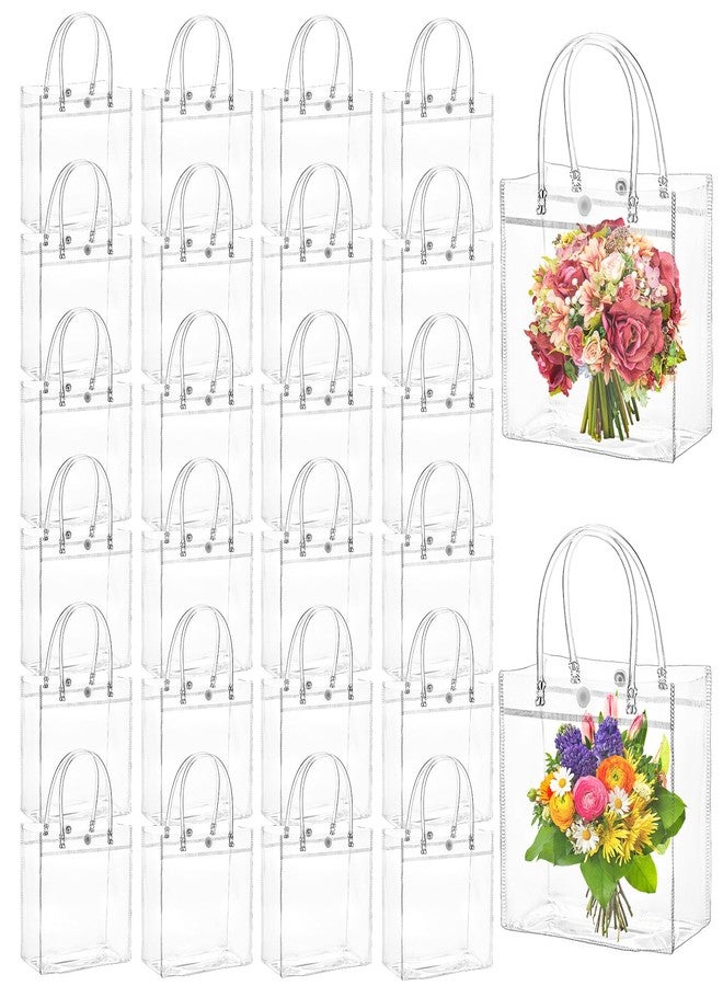 ZENFUN 80 Pack Clear Gift Bags with Handle Valentine's, Reusable Party Favor Bags, Plastic Gift Bags Transparent Gift Wrap Bags Bulk for Thanksgiving Christmas, Party Favor Wedding Shopping Retail(6.3 x 5.9 x 2.7 Inch) - Image 1